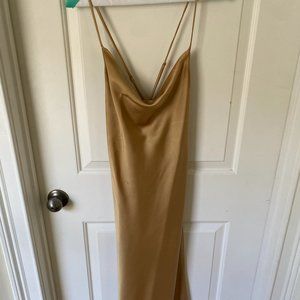 Show Me Your Mumu Verona Cowl Dress True Gold Luxe Satin